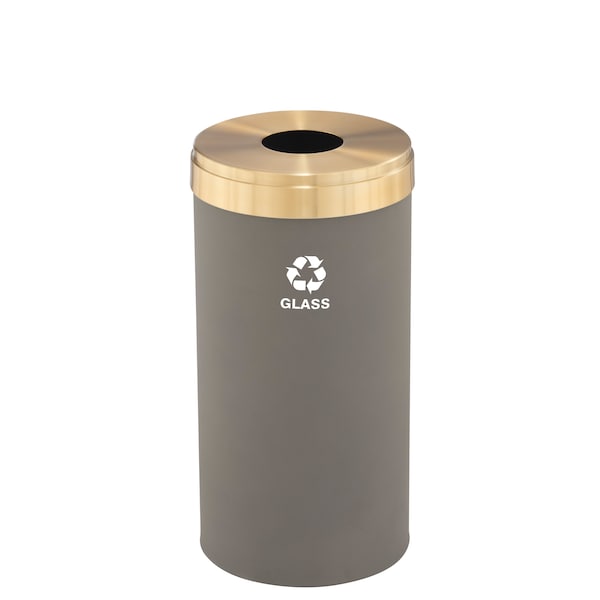 23 gal Round Recycling Bin, Nickel/Satin Brass