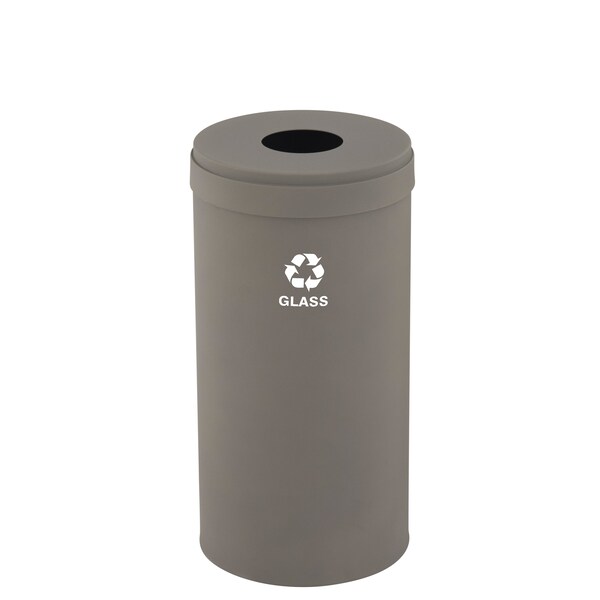 23 gal Round Recycling Bin, Nickel