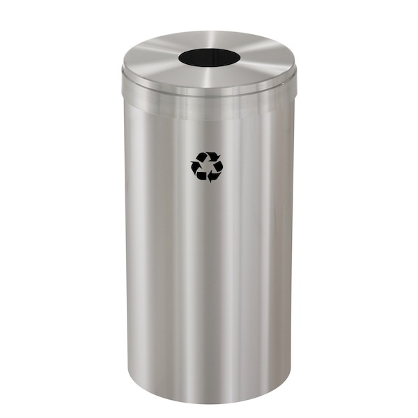 23 gal Round Recycling Bin, Satin Aluminum