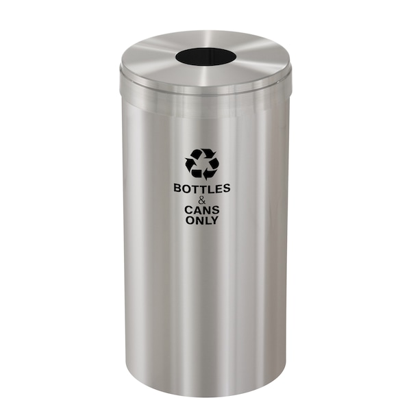 23 gal Round Recycling Bin, Satin Aluminum