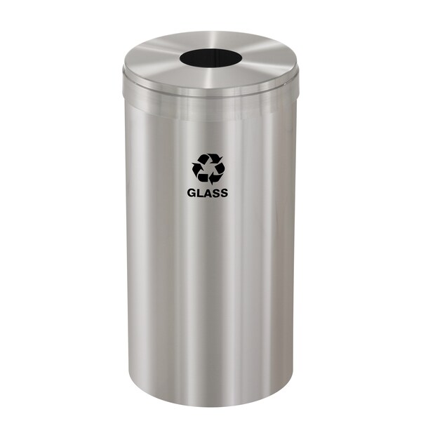 23 gal Round Recycling Bin, Satin Aluminum