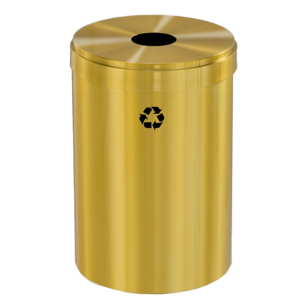 33 gal Round Recycling Bin, Satin Brass