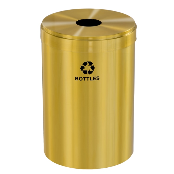 33 gal Round Recycling Bin, Satin Brass