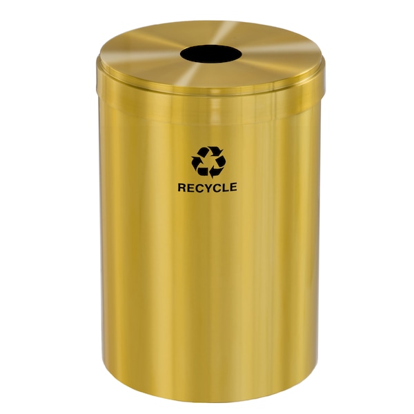 33 gal Round Recycling Bin, Satin Brass