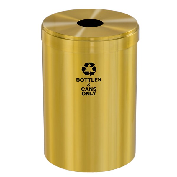 33 gal Round Recycling Bin, Satin Brass
