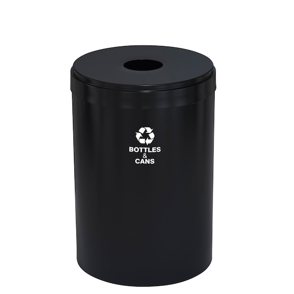 33 gal Round Recycling Bin, Satin Black