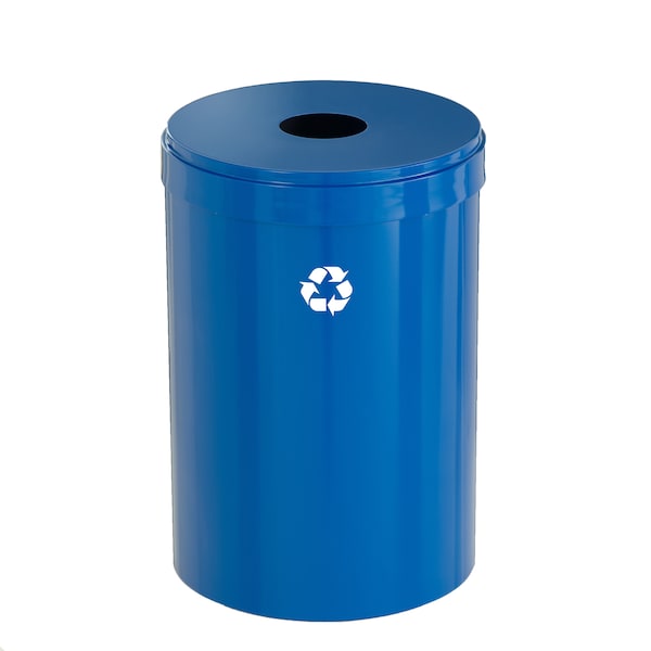 33 gal Round Recycling Bin, Blue