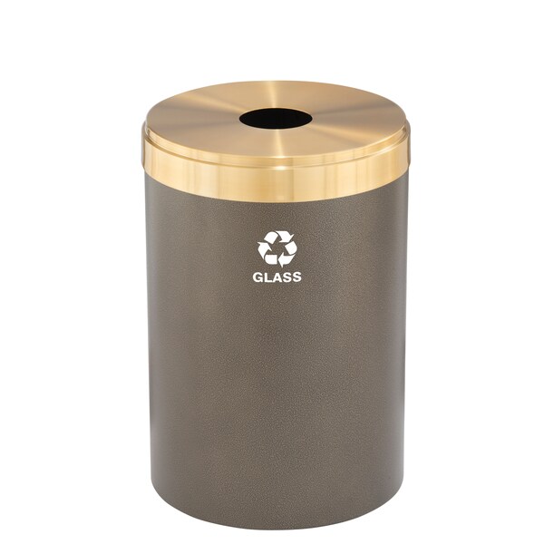 33 gal Round Recycling Bin, Bronze Vein/Satin Brass