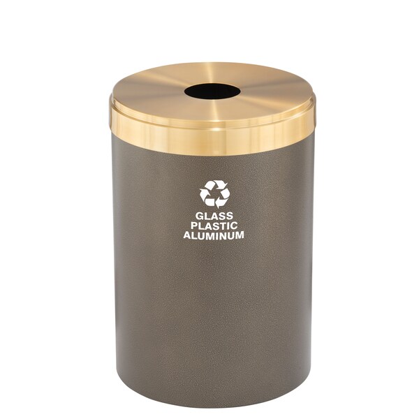 33 gal Round Recycling Bin, Bronze Vein/Satin Brass