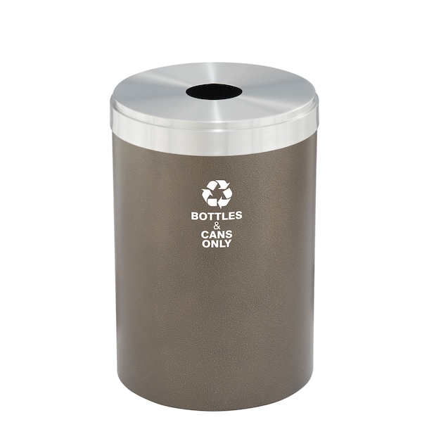 33 gal Round Recycling Bin, Bronze Vein/Satin Aluminum