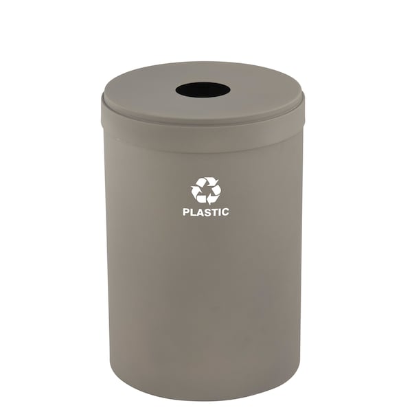 33 gal Round Recycling Bin, Nickel