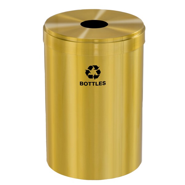 41 gal Round Recycling Bin, Satin Brass