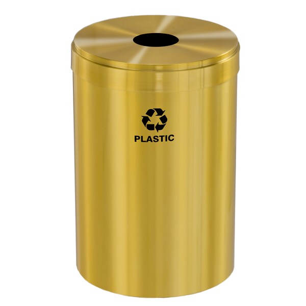 41 gal Round Recycling Bin, Satin Brass
