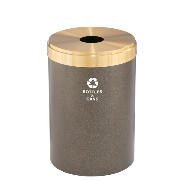 41 gal Round Recycling Bin, Bronze Vein/Satin Brass