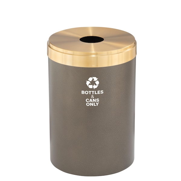 41 gal Round Recycling Bin, Bronze Vein/Satin Brass