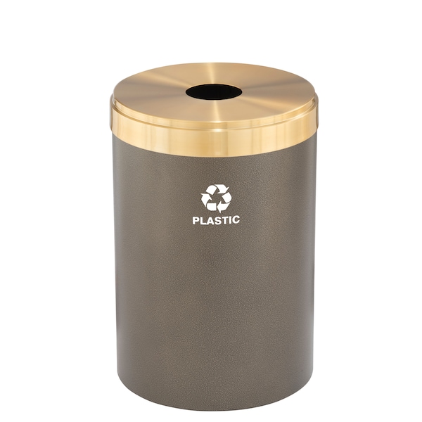 41 gal Round Recycling Bin, Bronze Vein/Satin Brass