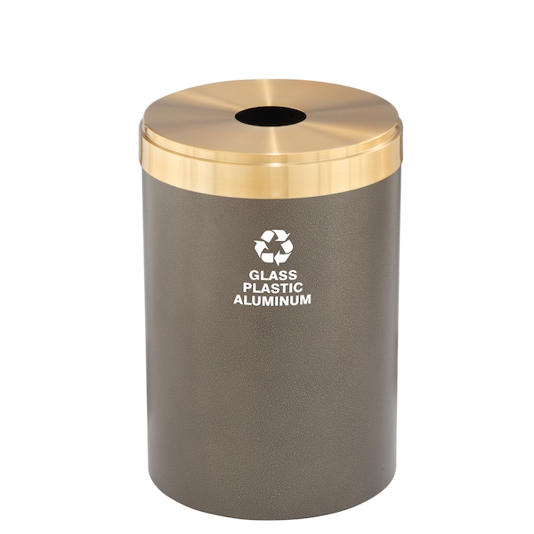 41 gal Round Recycling Bin, Bronze Vein/Satin Brass