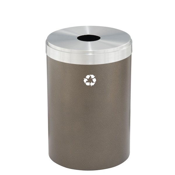 41 gal Round Recycling Bin, Bronze Vein/Satin Aluminum