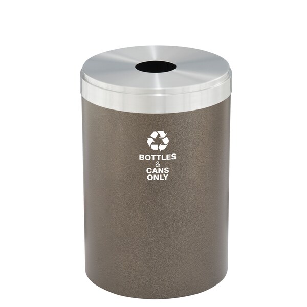 41 gal Round Recycling Bin, Bronze Vein/Satin Aluminum