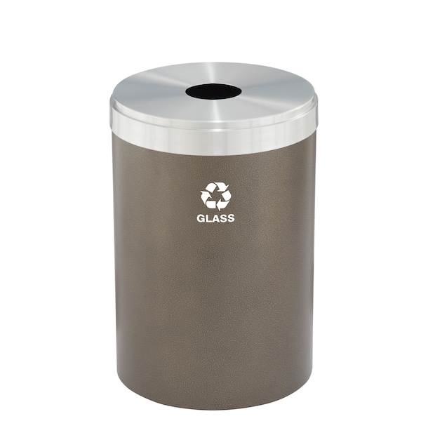 41 gal Round Recycling Bin, Bronze Vein/Satin Aluminum