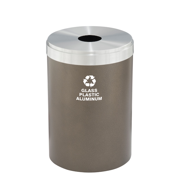 41 gal Round Recycling Bin, Bronze Vein/Satin Aluminum
