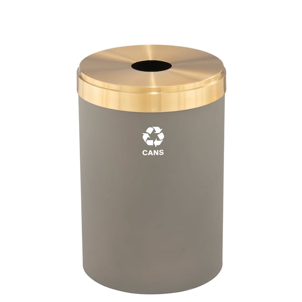 41 gal Round Recycling Bin, Nickel/Satin Brass