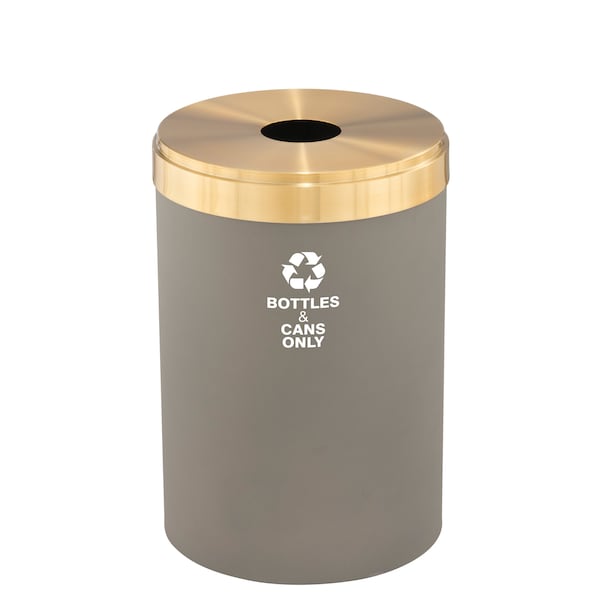 41 gal Round Recycling Bin, Nickel/Satin Brass