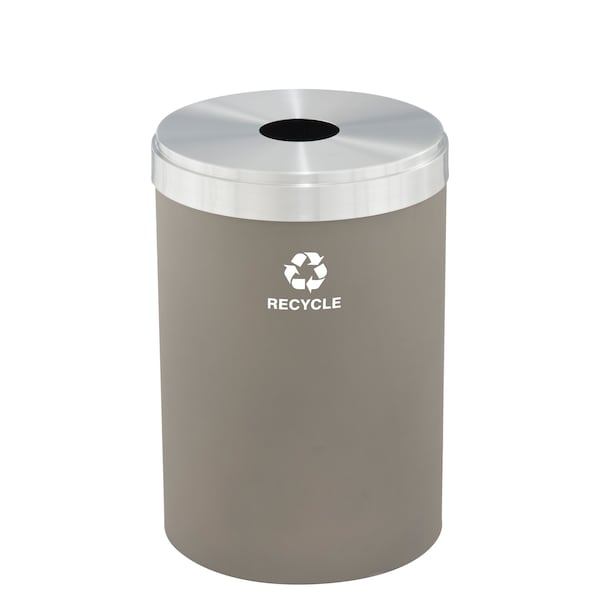 41 gal Round Recycling Bin, Nickel/Satin Aluminum