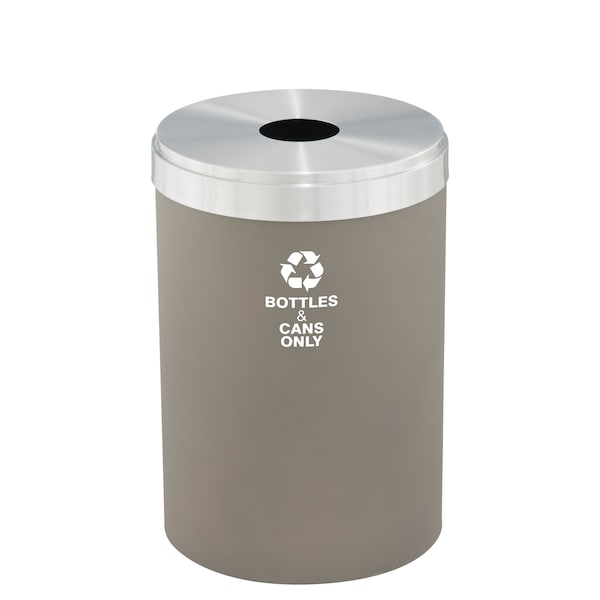 41 gal Round Recycling Bin, Nickel/Satin Aluminum