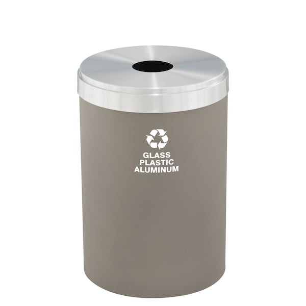 41 gal Round Recycling Bin, Nickel/Satin Aluminum