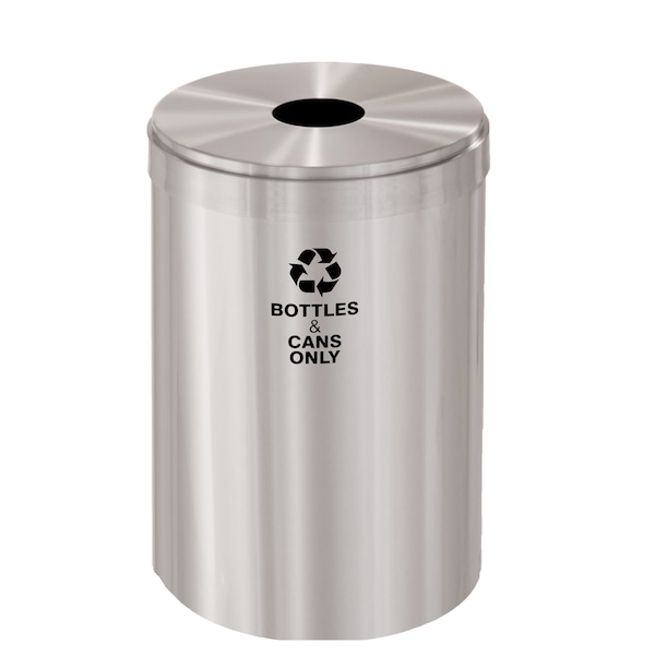 41 gal Round Recycling Bin, Satin Aluminum