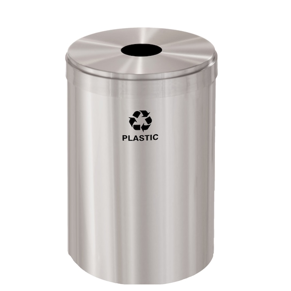 41 gal Round Recycling Bin, Satin Aluminum