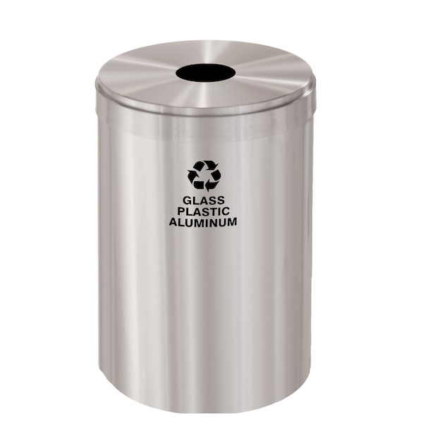 41 gal Round Recycling Bin, Satin Aluminum