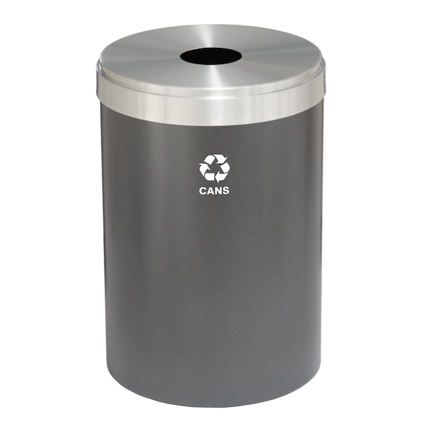 41 gal Round Recycling Bin, Silver Vein/Satin Aluminum