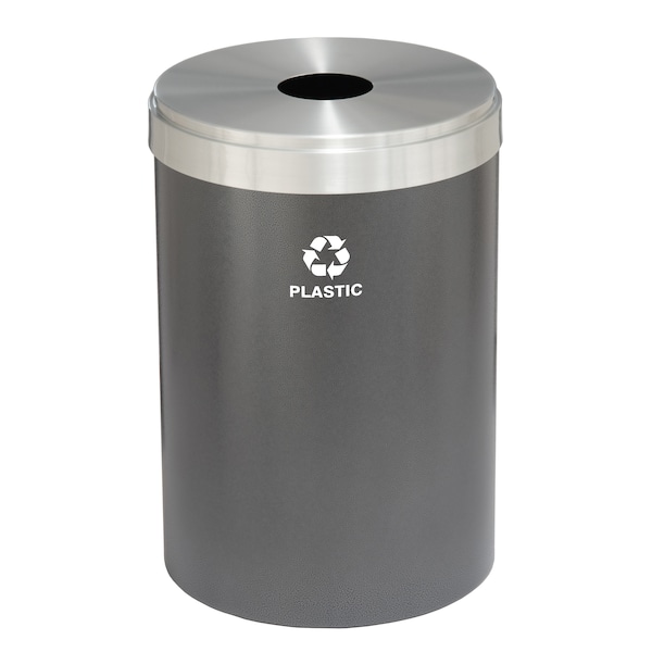 41 gal Round Recycling Bin, Silver Vein/Satin Aluminum