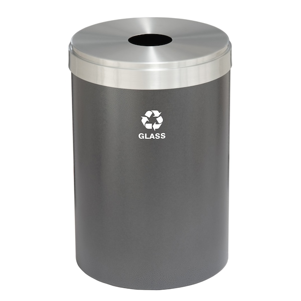 41 gal Round Recycling Bin, Silver Vein/Satin Aluminum