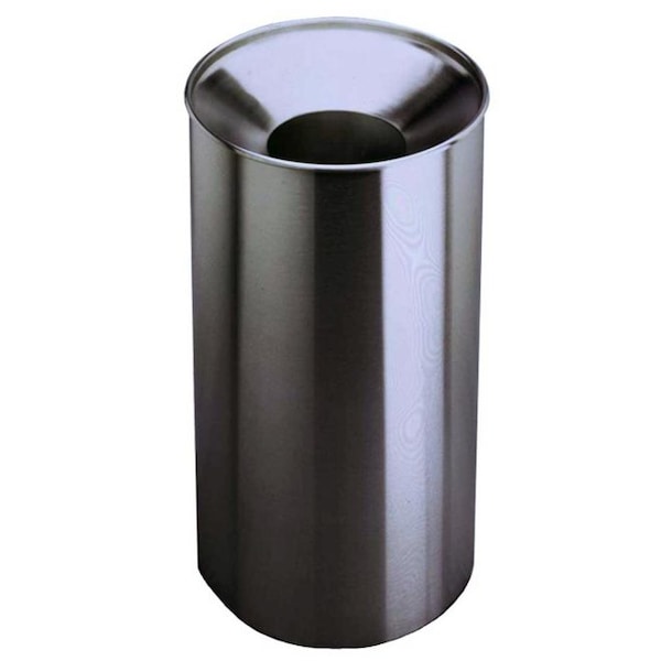 Round Indoor Metal Can, Silver, Stainless Steel