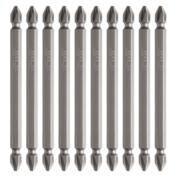 Double-Ended Bit 1/4" Hex B, +2Px1, PK10