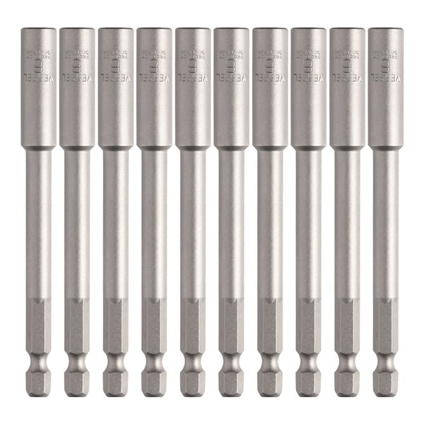 Power Bit 1/4" Hex B, A/F6x100 Nut, PK10