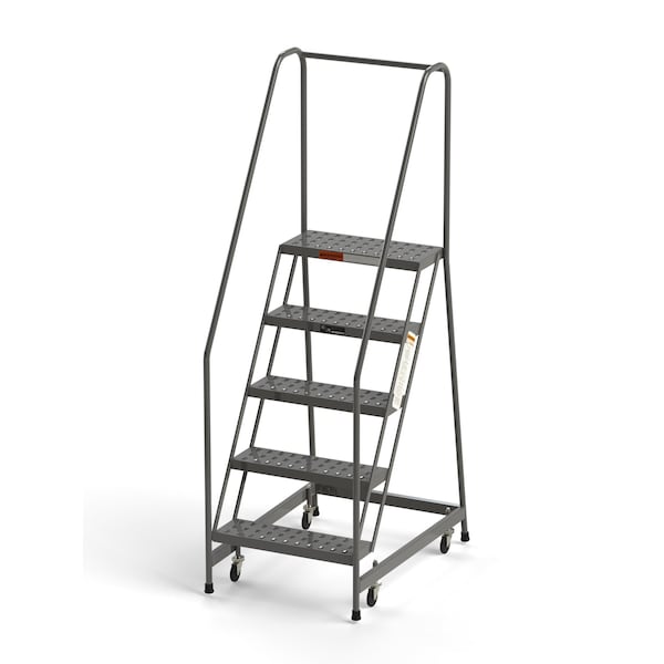 Industrial Rolling Ladder, 5 Steps, 16"W Perforated Tread, 450 lbs. Capacity