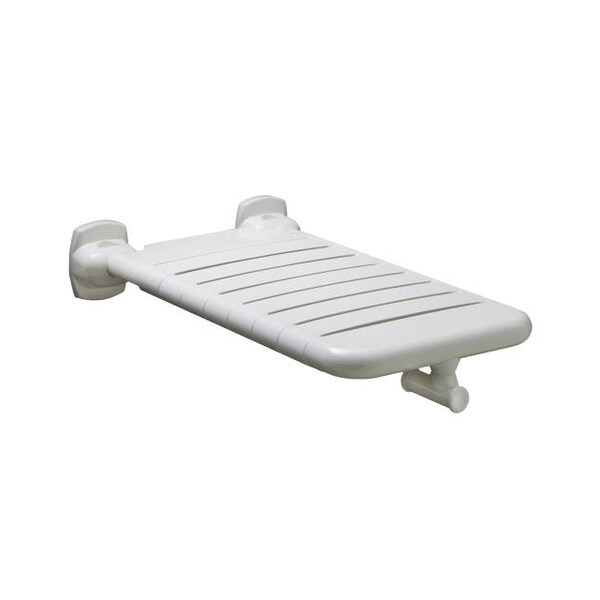 B51811632 White Shower Furniture, 32" L, Seat : Polyamide 6 Nylon, Frame, Bracket: Steel, White