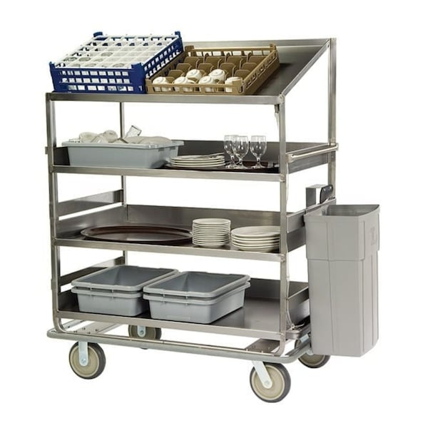 Glass Rack/Dish Sorting Cart; 1 Flat, 3 Angled 28"x62" Shelves
