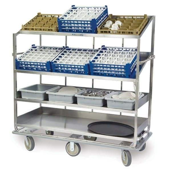 Glass Rack/Dish Sorting Cart; 2 Flat, 2 Angled 28"x70" Shelves