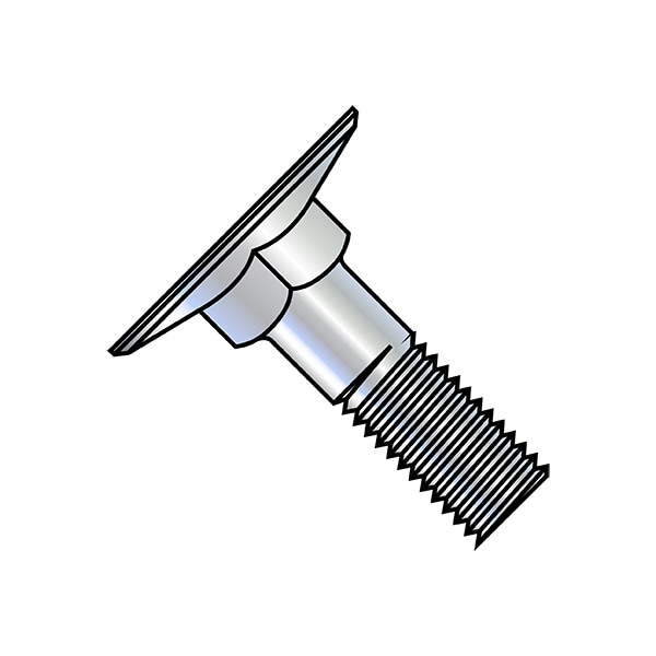 Elevator Bolt, 1/4"-20 Thrd Sz, 1 in L, Steel, Zinc Plated Finish, 600 PK