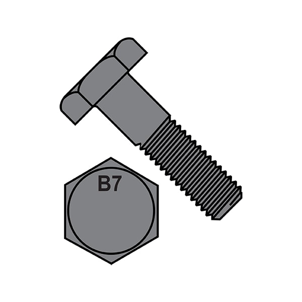 Grade B7, 7/8"-9 Hex Head Cap Screw, Plain Steel, 2-1/2 in L, 65 PK