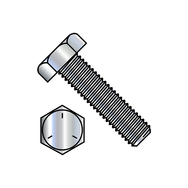 Grade 5, 9/16"-12 Hex Head Tap Bolt, Zinc Plated Steel, 1 in L, 100 PK
