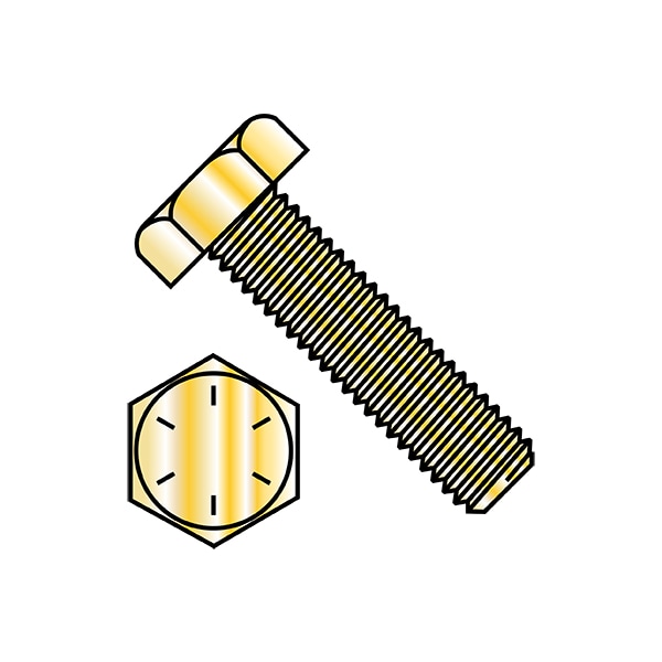 Grade 8, 7/8"-9 Hex Head Tap Bolt, Zinc Yellow Steel, 3 in L, 30 PK