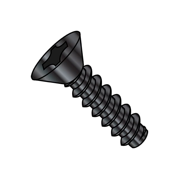 Self-Drilling Screw, #8-18 x 3/4 in, Black Oxide Steel Flat Head Phillips Drive, 10000 PK