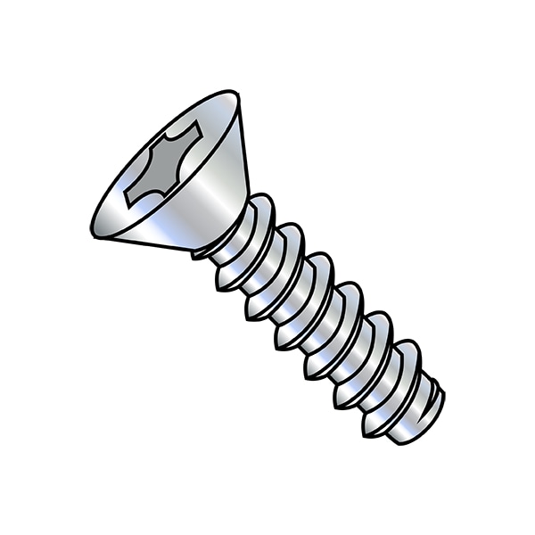 Self-Drilling Screw, 1/4"-14 x 3/4 in, Zinc Plated Steel Flat Head Phillips Drive, 4000 PK