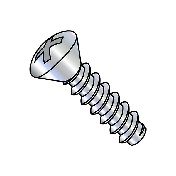 Self-Drilling Screw, #8-18 x 1/2 in, Zinc Plated Steel Oval Head Phillips Drive, 10000 PK